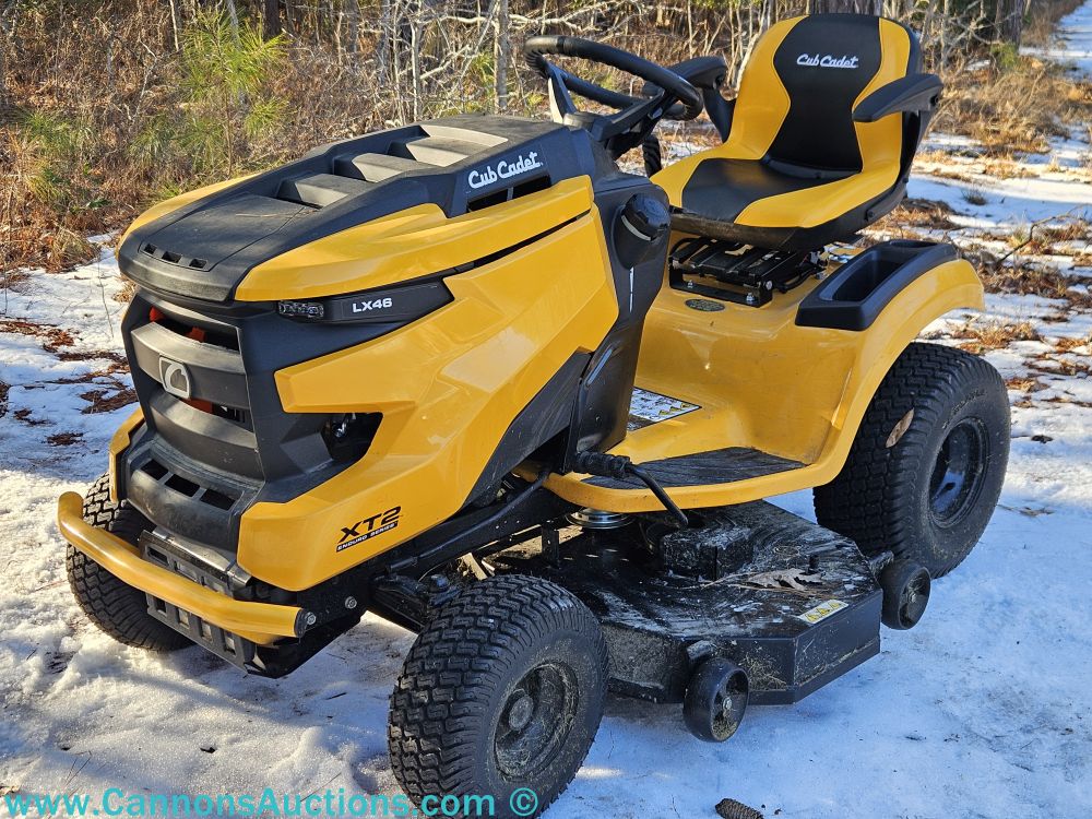 Cub Cadet XT2 LX46 riding lawn mower with Kohler 7000 Series 23 HP engine and 46-inch cutting deck, yellow and black mower pictured outdoors