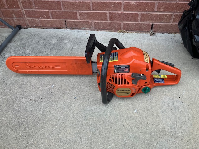 Husqvarna 142 chainsaw with X-Force bar and protective cover in Ample Seller Tool Sale Richmond VA online auction