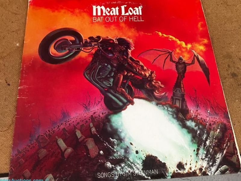 Meat Loaf Bat Out of Hell vinyl LP record with illustrated red album cover